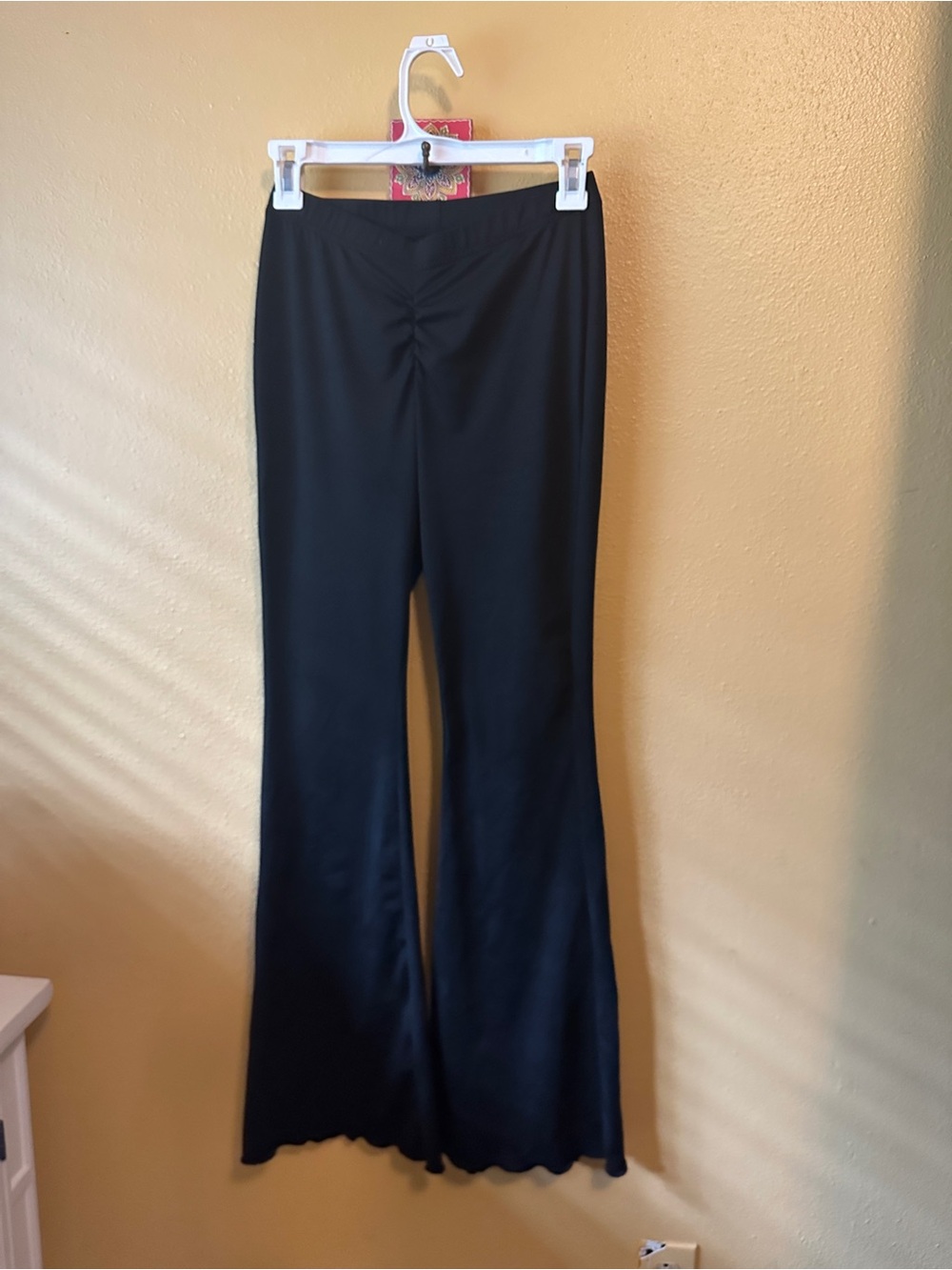 SHEIN Black Flare Ponte Pants with Ruched Front